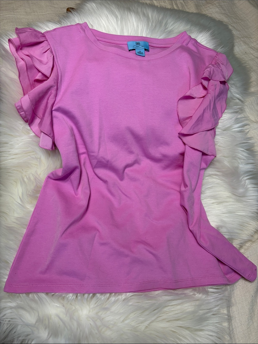 CeCe Lilac Pink Ruffle Sleeve Top